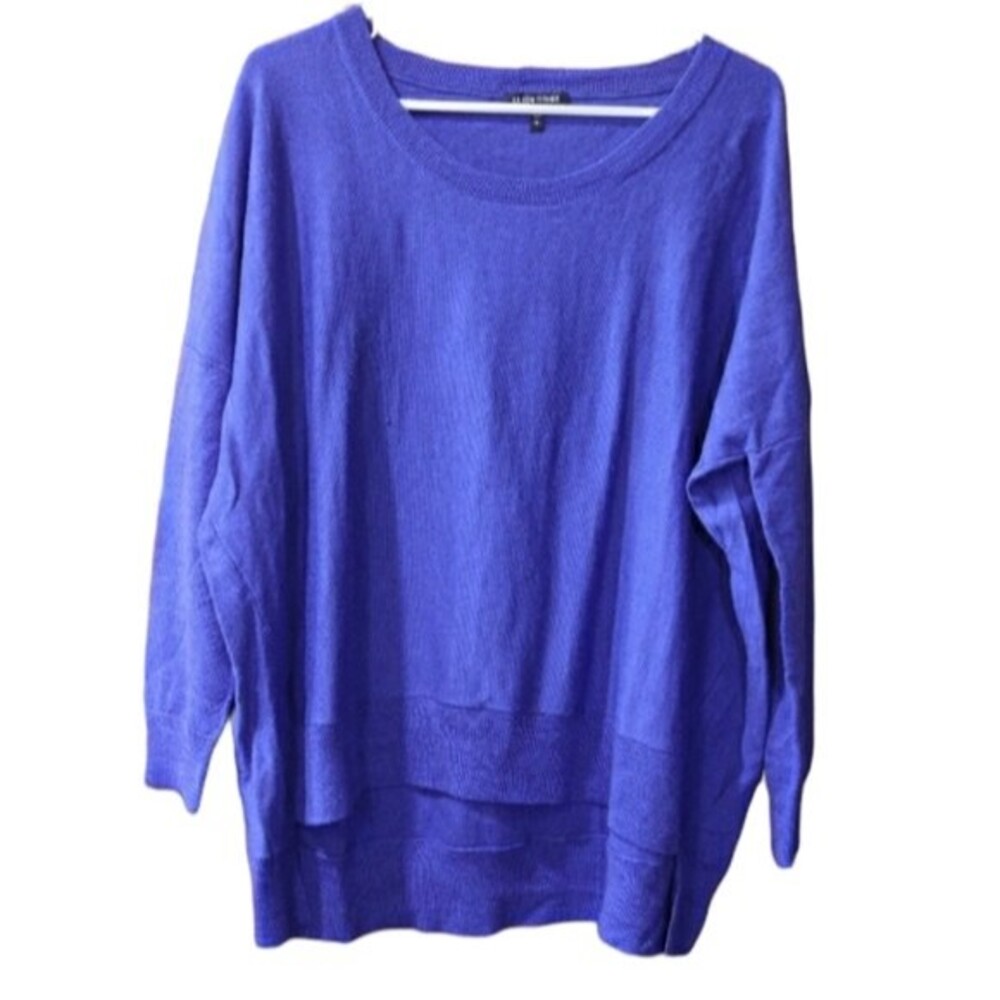 Eileen Fisher Blue 100% Merino Wool Crew Neck Pullover Sweater Medium